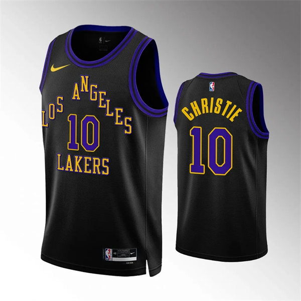  Mens Los Angeles Lakers #10 Max Christie 2023-24 Black City Edition Player Jersey 