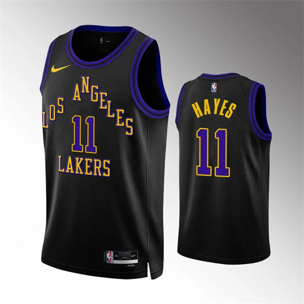  Mens Los Angeles Lakers #11 Jaxson Hayes 2023-24 Black City Edition Player Jersey 