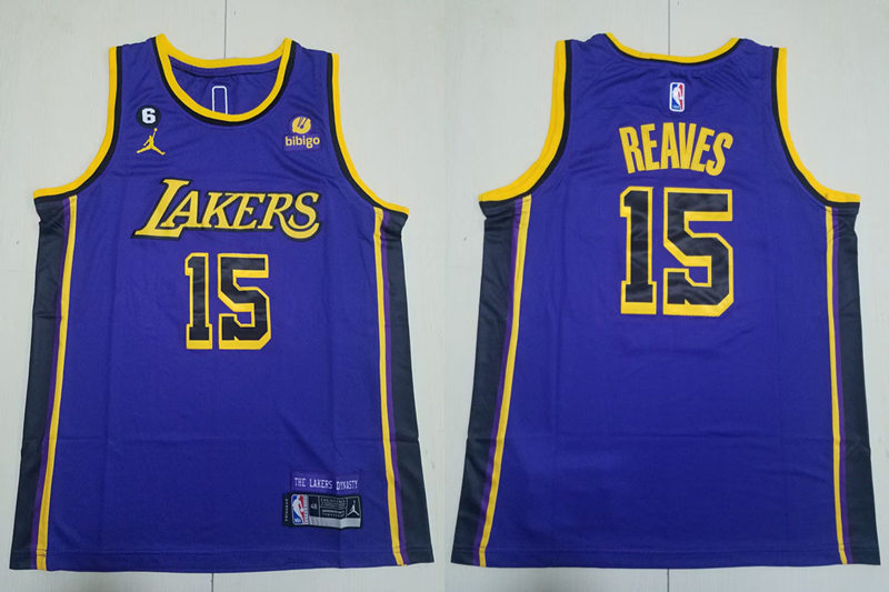  Mens Los Angeles Lakers #15 Austin Reaves 2022-23 New Uniform Purple Statement Edition Jersey 