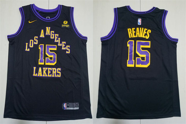  Mens Los Angeles Lakers #15 Austin Reaves 2023-24 Black City Edition Player Jersey 