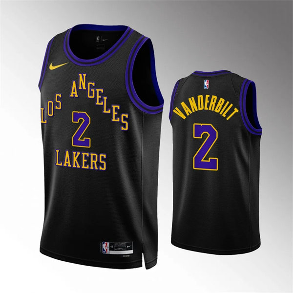  Mens Los Angeles Lakers #2 Jarred Vanderbilt 2023-24 Black City Edition Player Jersey 