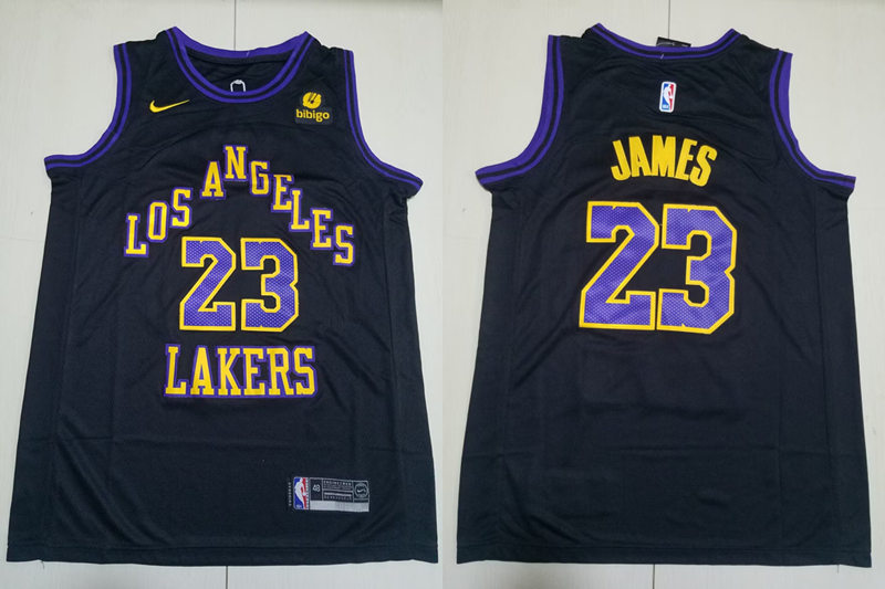  Mens Los Angeles Lakers #23 LeBron James 2023-24 Black City Edition Player Jersey 