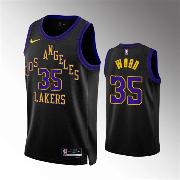  Mens Los Angeles Lakers #35 Christian Wood 2023-24 Black City Edition Player Jersey 
