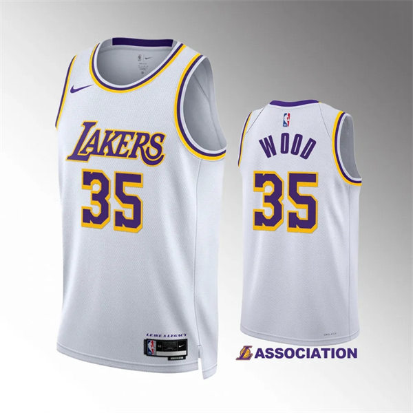  Mens Los Angeles Lakers #35 Christian Wood White Association Edition Jersey 