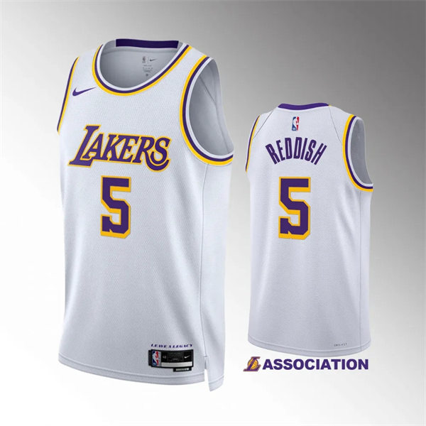  Mens Los Angeles Lakers #5 Cam Reddish White Association Edition Jersey 