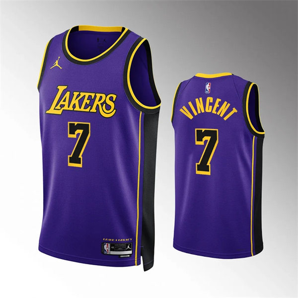  Mens Los Angeles Lakers #7 Gabe Vincent  Purple Statement Edition Jersey 