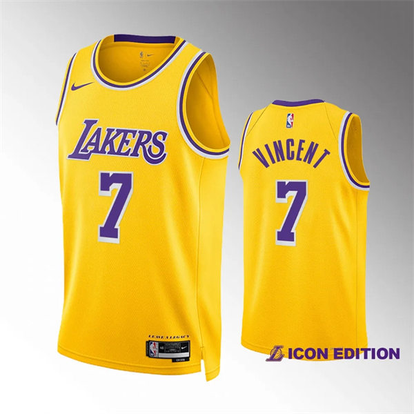  Mens Los Angeles Lakers #7 Gabe Vincent Gold Icon Edition Jersey 