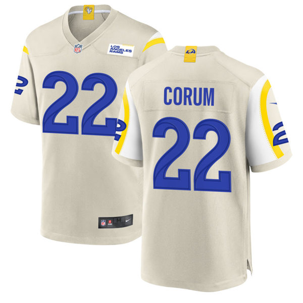  Mens Los Angeles Rams #22 Blake Corum  Nike Bone Vapor Untouchable Limited Jersey 