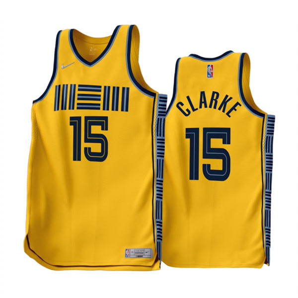  Mens Memphis Grizzlies #15 Brandon Clarke Gold 2022-23 Earned Edition Jersey 