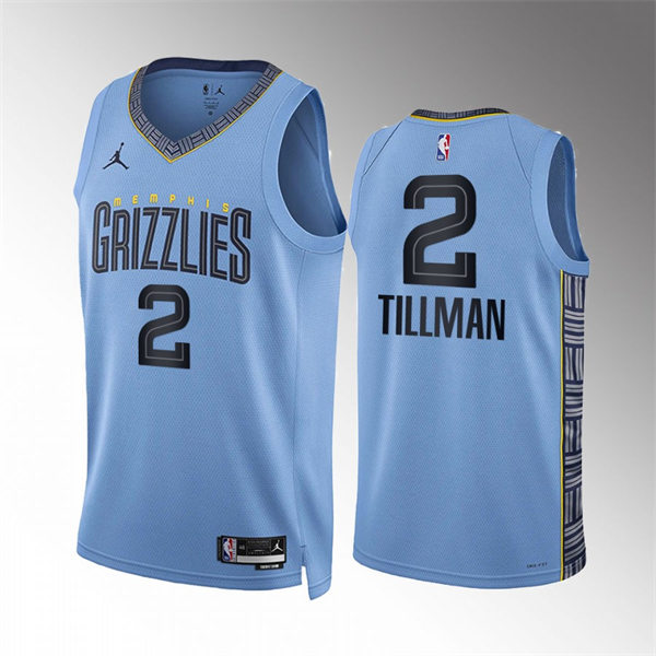  Mens Memphis Grizzlies #2 Xavier Tillman 2022-23 Light Blue Statement Edition Jersey 