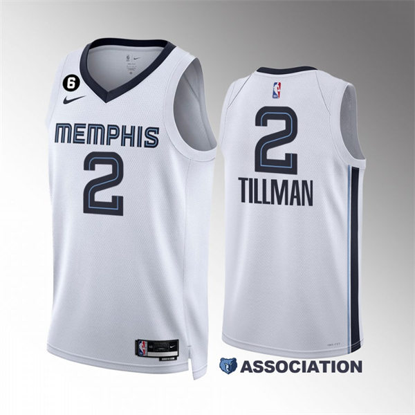  Mens Memphis Grizzlies #2 Xavier Tillman 2022-23 White Association Edition Jersey 