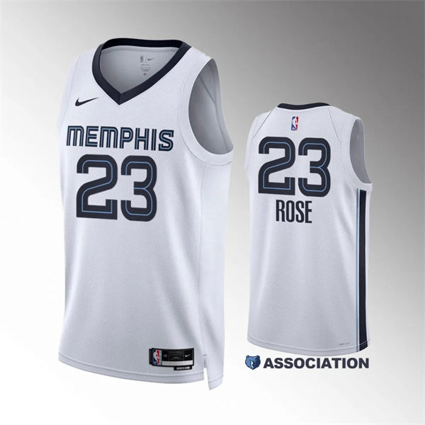  Mens Memphis Grizzlies #23 Derrick Rose Nike 2023-24 White Association Edition Jersey 