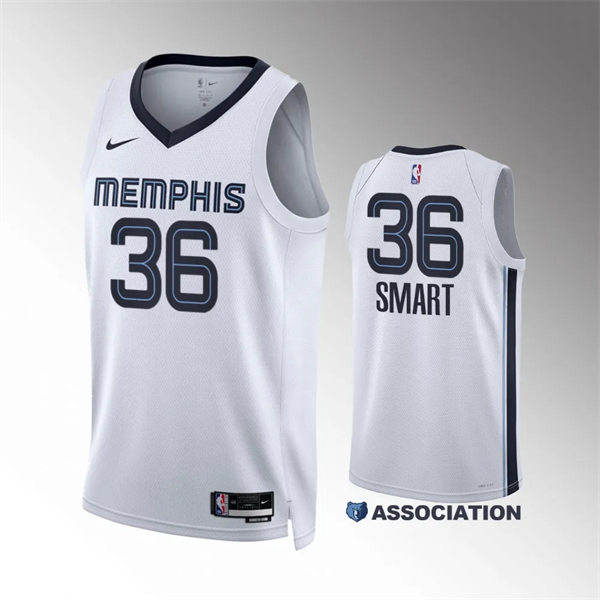  Mens Memphis Grizzlies #36 Marcus Smart 2023-24 White Association Edition Jersey 