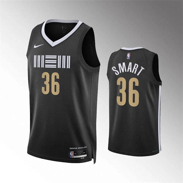  Mens Memphis Grizzlies #36 Marcus Smart Nike Black 2023-24 City Edition Swingman Jersey 