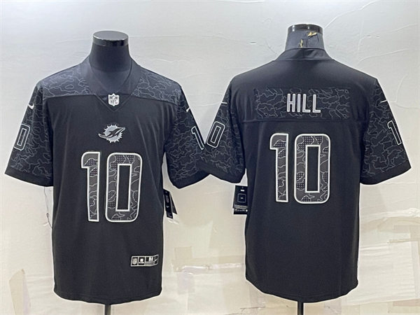  Mens Miami Dolphins #10 Tyreek Hill 2022 Black Reflective Limited Jersey 