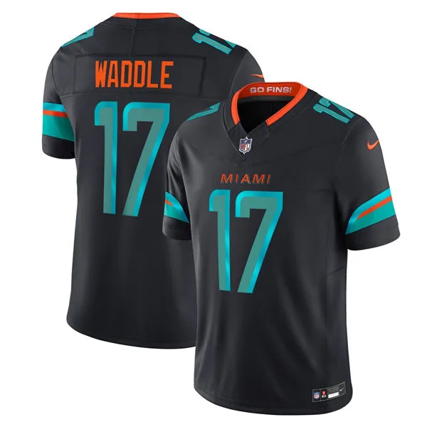  Mens Miami Dolphins #17 Jaylen Waddle Pitch Blue 2025 Rivalries Collection Limited Jersey 