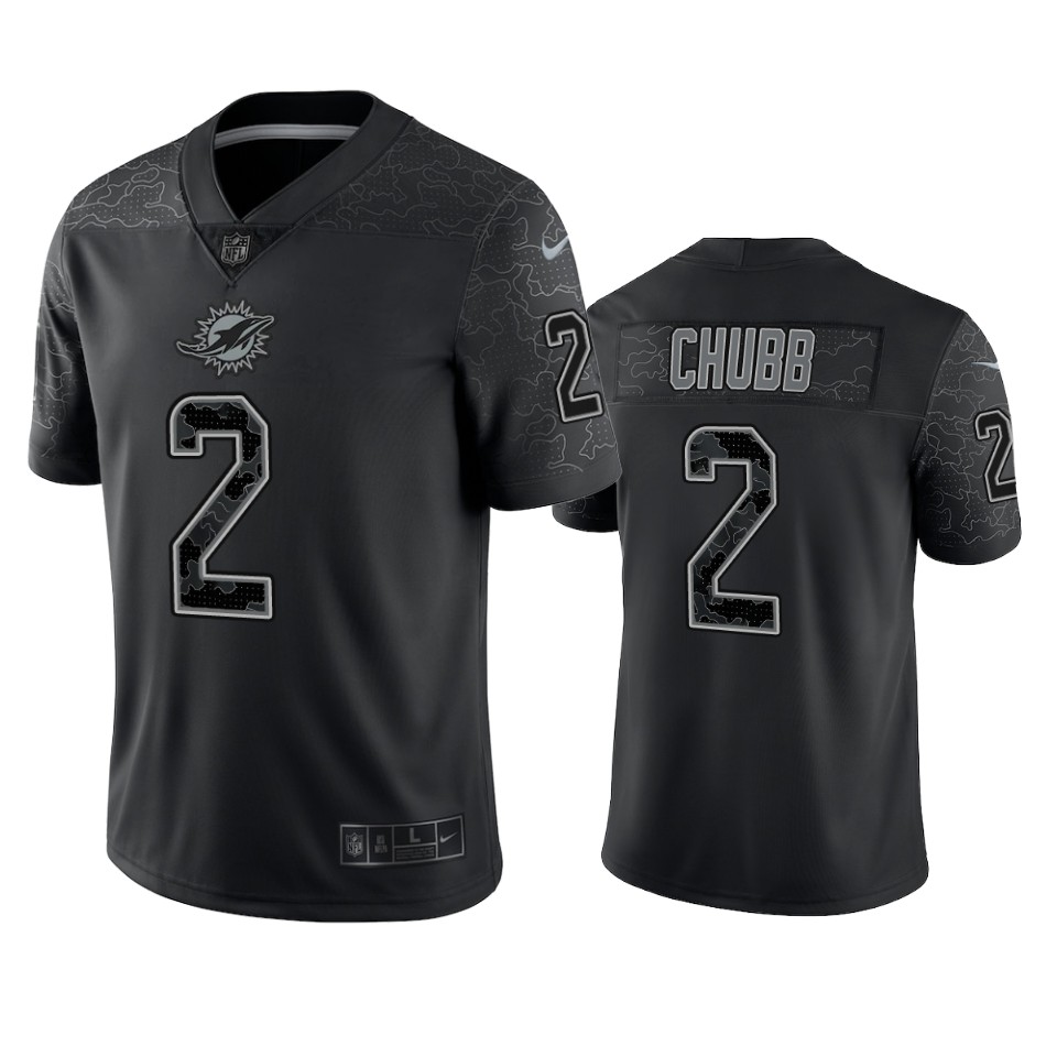  Mens Miami Dolphins #2 Bradley Chubb 2022 Black Reflective Limited Jersey 