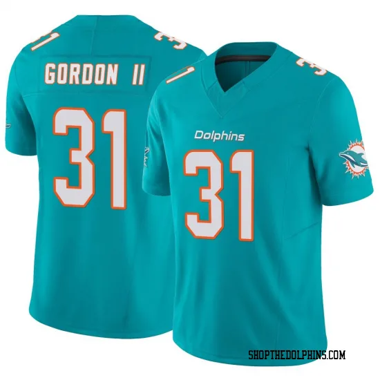  Mens Miami Dolphins #31 Ollie Gordon II Nike Aqua F.U.S.E. Vapor Limited Jersey 