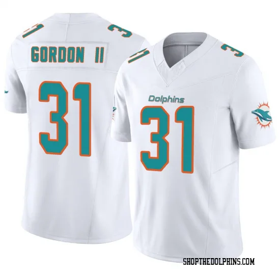  Mens Miami Dolphins #31 Ollie Gordon II Nike Home White F.U.S.E. Vapor Limited Jersey 