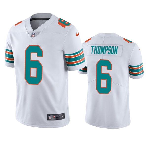  Mens Miami Dolphins #6 Skylar Thompson Nike White Retro Alternate Vapor Limited Jersey 