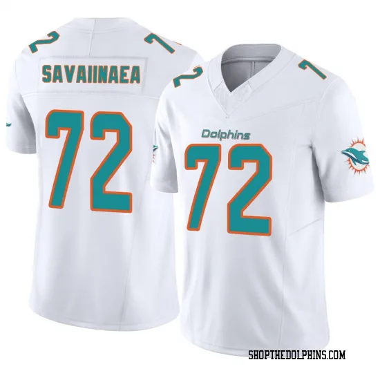  Mens Miami Dolphins #72 Jonah Savaiinaea Nike Home White F.U.S.E. Vapor Limited Jersey 