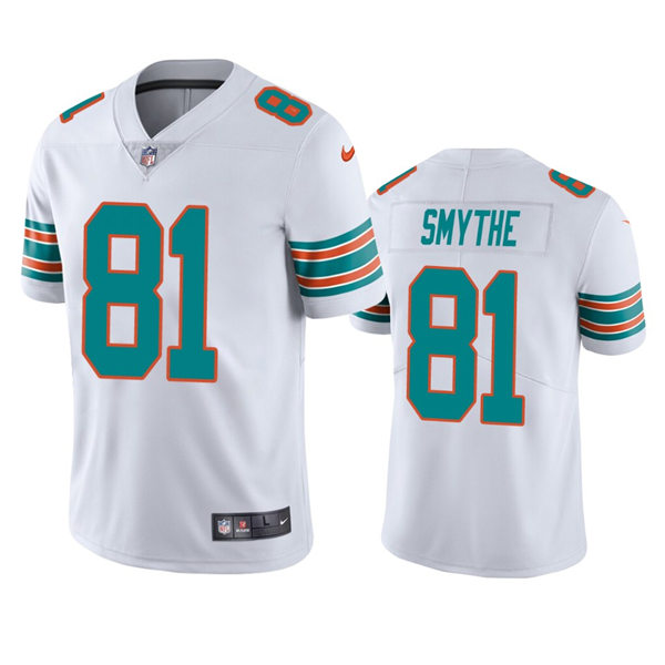  Mens Miami Dolphins #81 Durham Smythe Nike White Retro Alternate Vapor Limited Jersey 