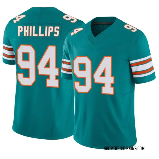  Mens Miami Dolphins #94 Jordan Phillips Nike Aqua Alternate F.U.S.E. Vapor Limited Jersey 