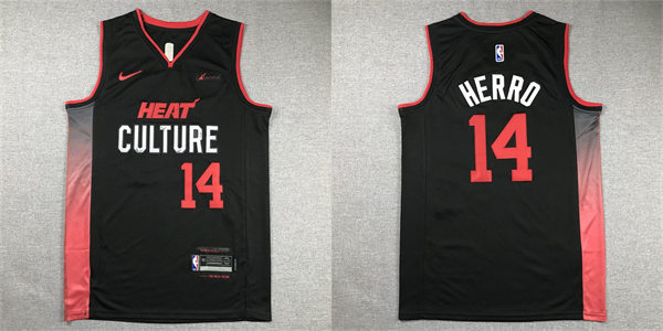  Mens Miami Heat #14 Tyler Herro Black 2023-24 City Edition Jersey 