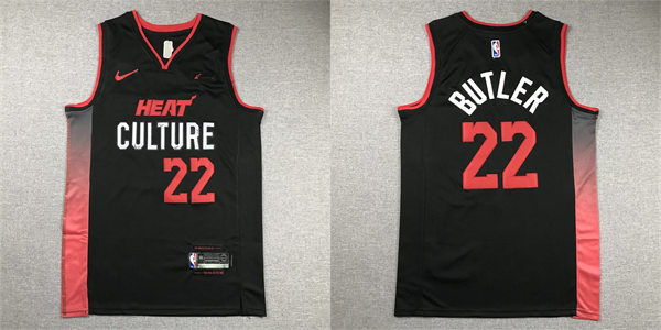 Mens Miami Heat #22 Jimmy Butler Black 2023-24 City Edition Jersey 