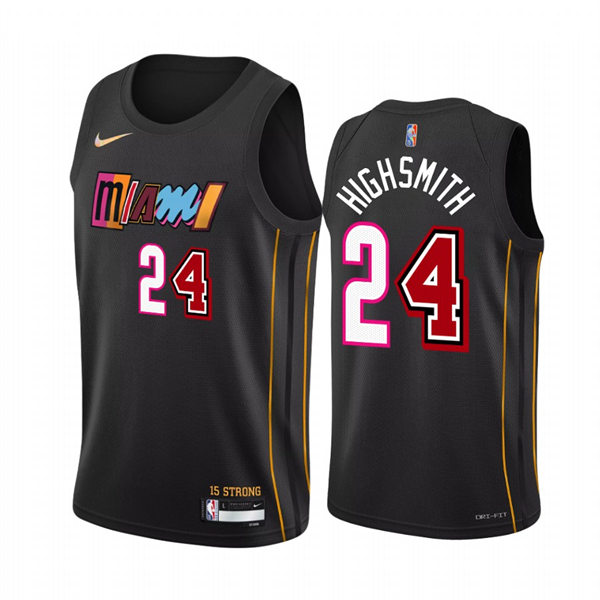 Mens Miami Heat #24 Haywood Highsmith Diamond Nike Black 2021-22 Miami City Edition Jersey 