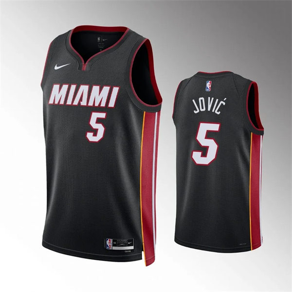  Mens Miami Heat #5 Nikola Jovic Nike Black Icon Edition Swingman Jersey 