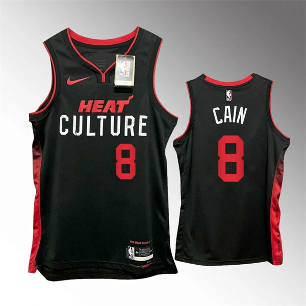  Mens Miami Heat #8 Jamal Cain Black 2023-24 City Edition Jersey 