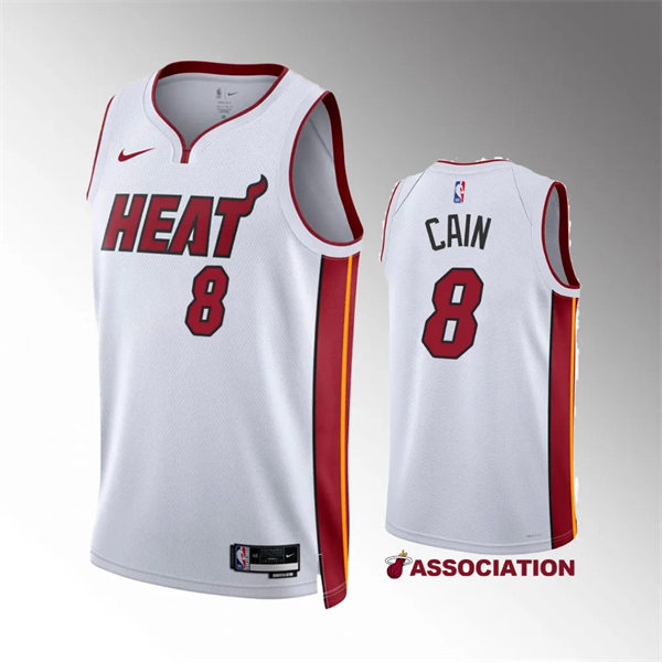  Mens Miami Heat #8 Jamal Cain White Association Edition Swingman Jersey 