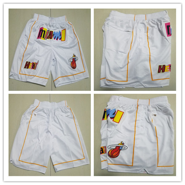  Mens Miami Heat White 2022-23 City Edition Justdon Pockets Shorts 