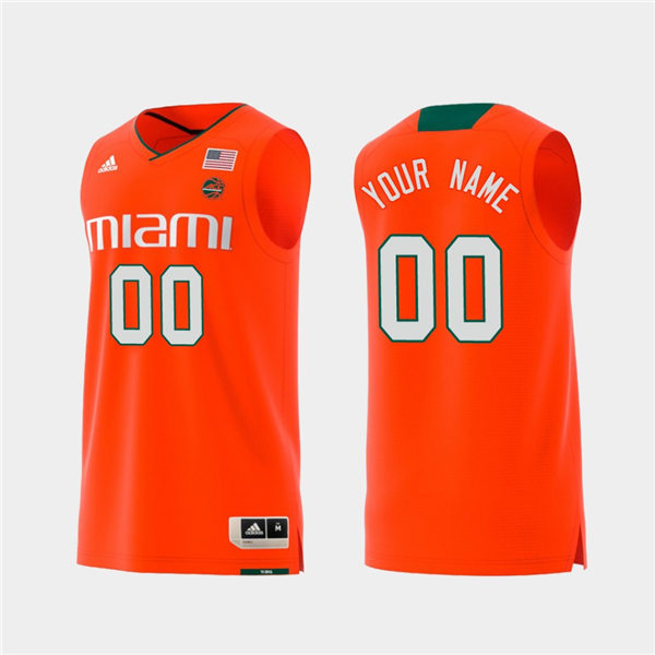  Mens Miami Hurricanes Custom Tim James Jack McClinton Don Curnutt Rick Barry Adidas 2019 Orange Basketball Jersey