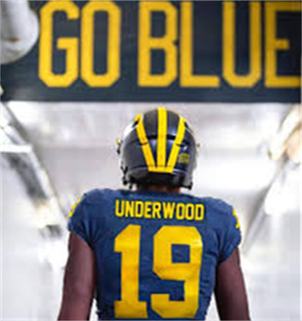  Mens Michigan Wolverines #19 Bryce Underwood F.U.S.E. Navy College Football Game Jersey 