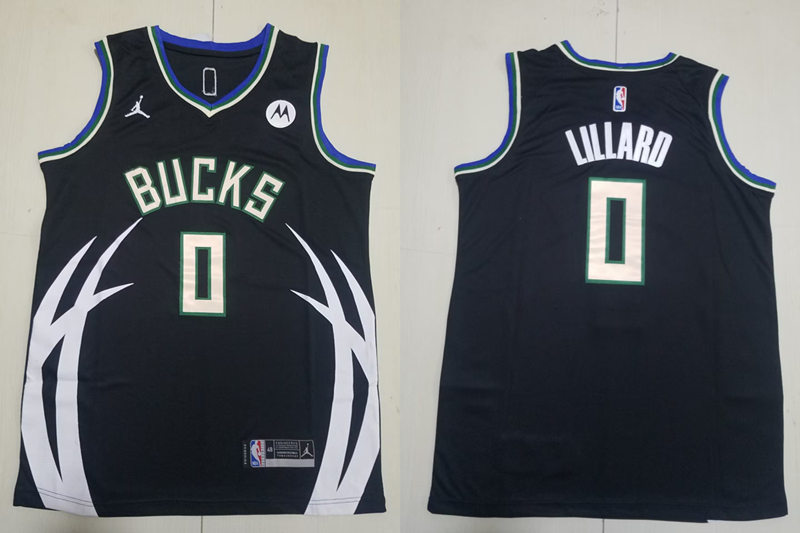  Mens Milwaukee Bucks #0 Damian Lillard Black Statement Edition Swingman Jersey 