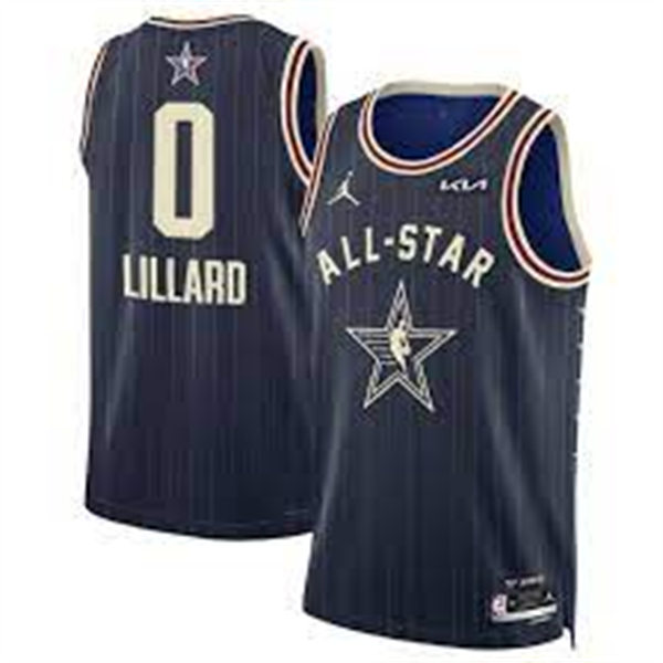  Mens Milwaukee Bucks #0 Damian Lillard Navy 2024 NBA All-Star Game Swingman Jersey 