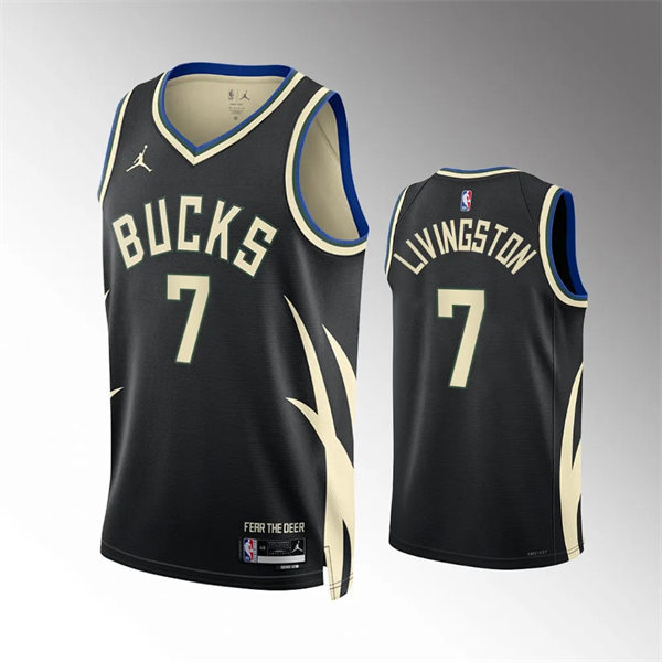  Mens Milwaukee Bucks #7 Chris Livingston Black Statement Edition Swingman Jersey 