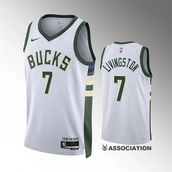  Mens Milwaukee Bucks #7 Chris Livingston White Association Edition Player Jersey 