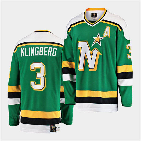  Mens Minnesota North Stars #3 John Klingberg Green Premie Heritage Vintage Jersey 