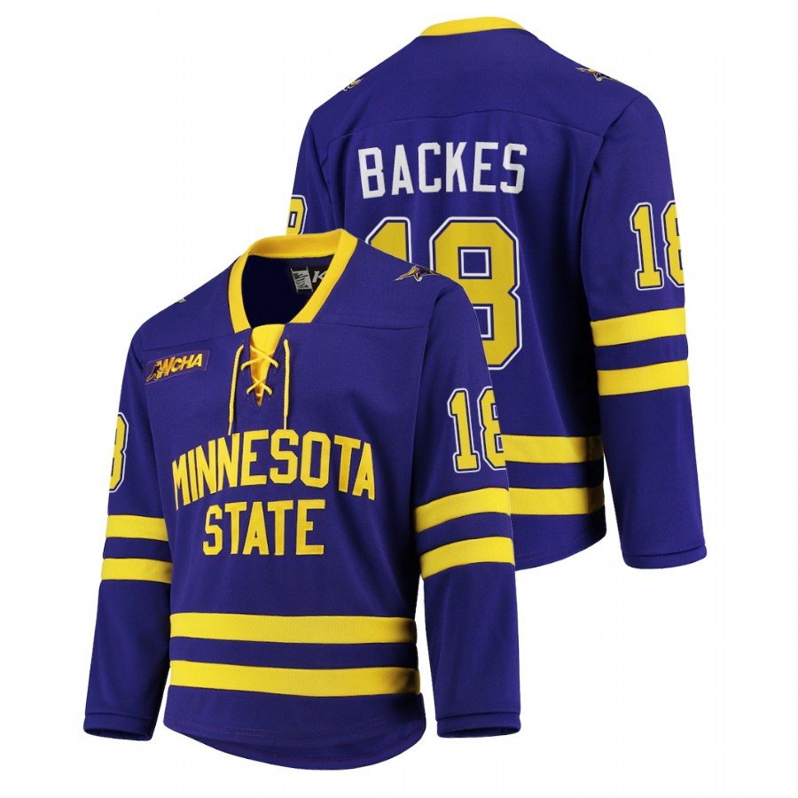  Mens Minnesota State Mavericks #18 David Backes Gemini Purple College Hockey Jersey