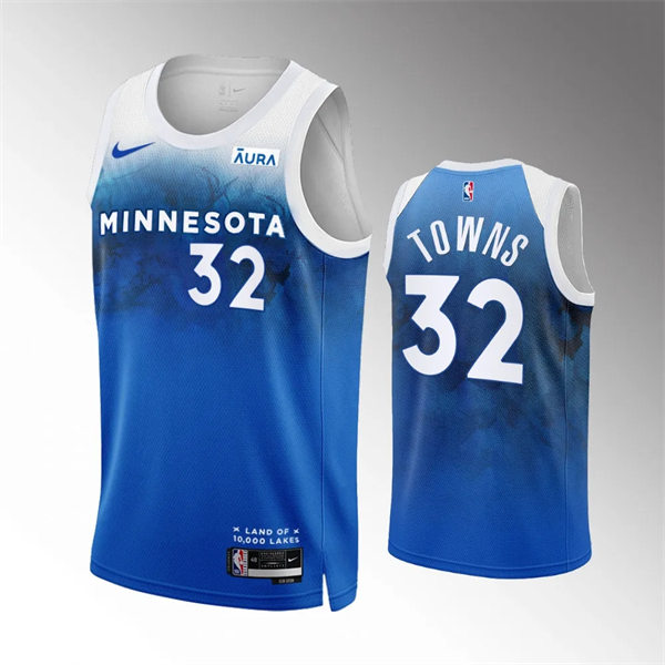  Mens Minnesota Timberwolves #32 Karl-Anthony Towns 2023-24 City Edition Jersey Predominantly Predominantly Blue 