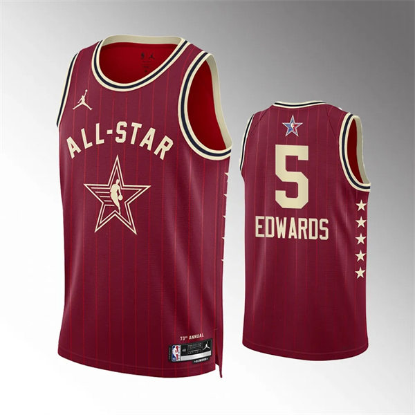  Mens Minnesota Timberwolves #5 Anthony Edwards Red 2024 NBA All-Star Game Swingman Jersey 