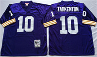  Mens Minnesota Vikings #10 Fran Tarkenton  Purple Throwback Jersey 