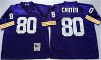  Mens Minnesota Vikings #80 Cris Carter  Purple Throwback Jersey 