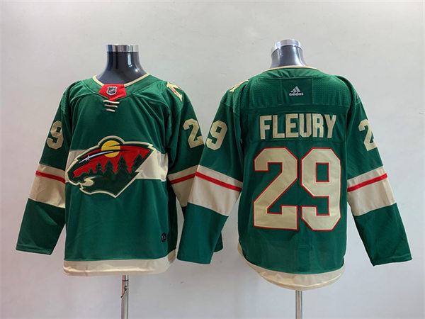  Mens Minnesota Wild #29 Marc-Andre Fleury Adidas Home Green Jersey 