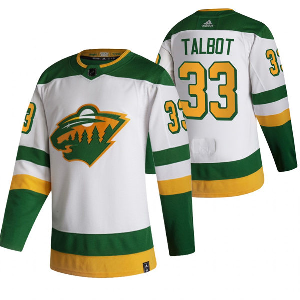  Mens Minnesota Wild #33 Cam Talbot Adidas 2021 White Reverse Retro Jersey 