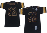 Mens Mitchell&Ness NFL Jersey Pittsburgh Steelers #32 Franco Harris Black With Black Throwback  