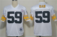  Mens Mitchell&Ness Throwback NFL Jersey Pittsburgh Steelers #59 Jack Ham White  